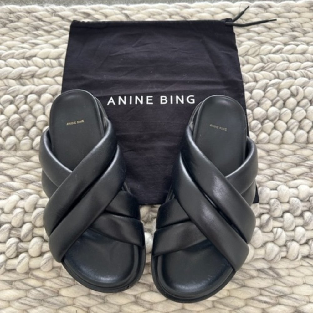 Anine Bing Lizzie slides Black